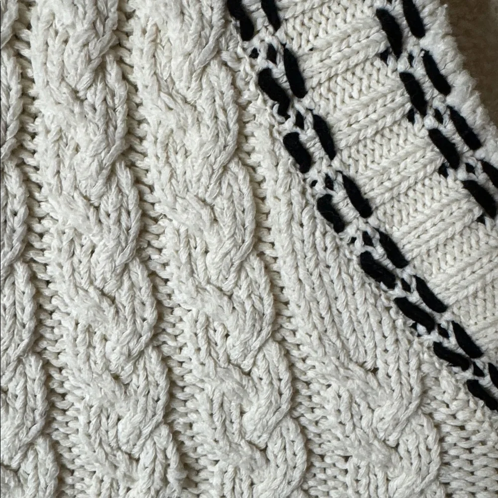 Zara Cream V-Neck Cable Knit Sweater Vest Size Large Old Money Sophisticated - Picture 5 of 7